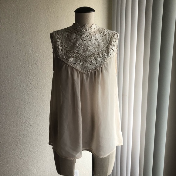 Haute Monde Tops - Haute Monde Crochet Sheer Top